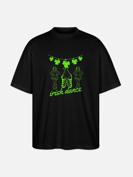 Irish Dance Shoes Dancers and Shamrock - Stanley/Stella Oversized Unisex Organic T-shirt Blaster 2.0 - black