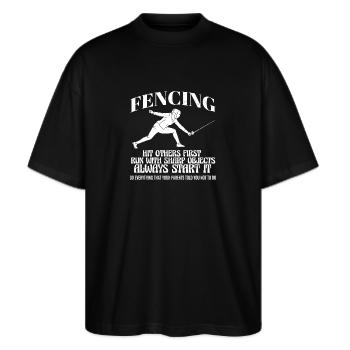Drôle Escrime Athlète Entraîneur Sports De Combat Épée - T-shirt bio Blaster 2.0 coupe oversize Stanley/Stella Unisexe - noir - Devant - Alina (178cm) & Michal (187cm)