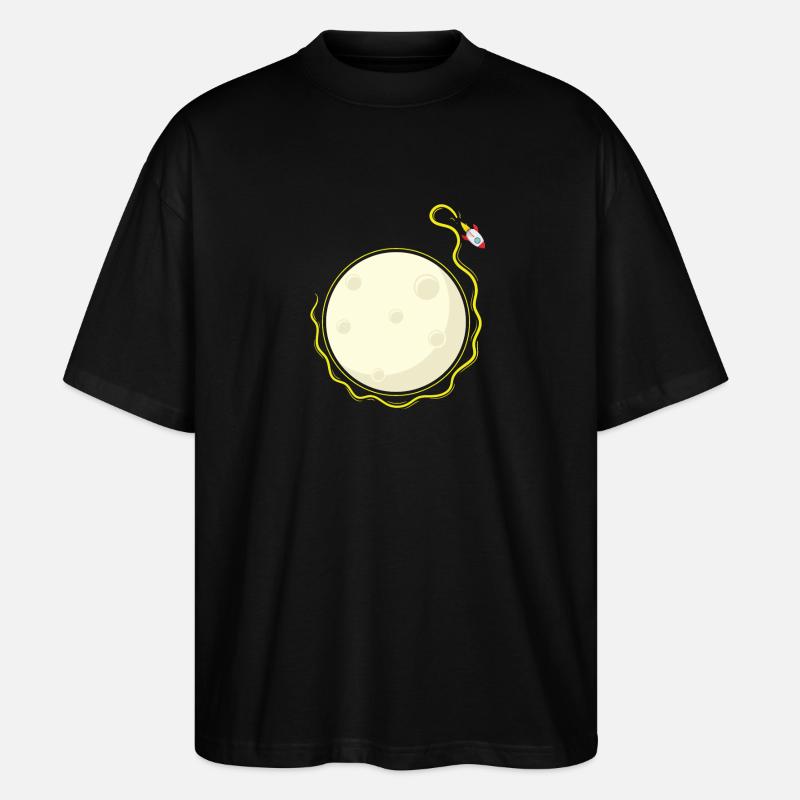 Rocket orbits the moon - Stanley/Stella Oversized Unisex Organic T-shirt Blaster 2.0 - black