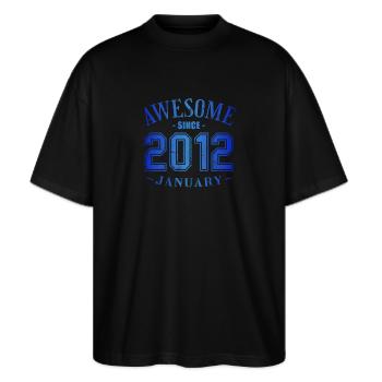 January 2012 - Birthday in January Awesome - Stanley/Stella Oversized Unisex Organic T-shirt Blaster 2.0 - black - Front - Alina (178cm) & Michal (187cm)