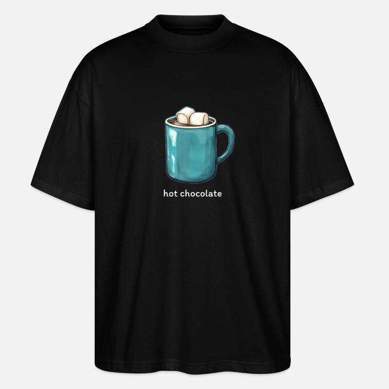 Hot Chocolate Lover Funny Marshmallow Cocoa Mug - Stanley/Stella Oversized Unisex Bio T-Shirt Blaster 2.0 - Schwarz