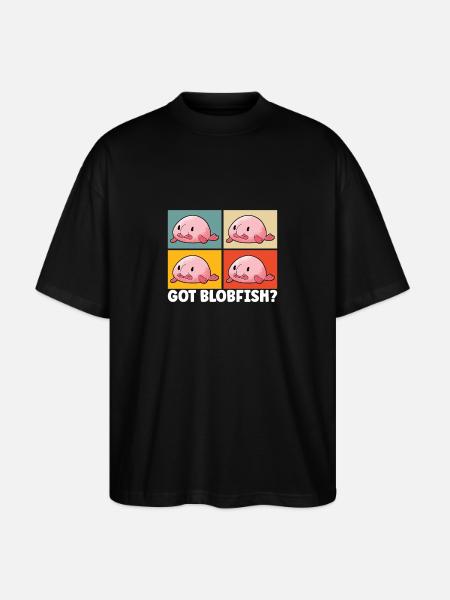 Cute Blob Fish Ugly Fish - Stanley/Stella Oversized Unisex Organic T-shirt Blaster 2.0 - black