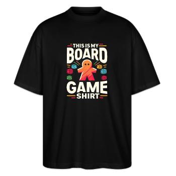 Brettspiel Geeks lustiger Spruch Brettspiel - Stanley/Stella Oversized Unisex Bio T-Shirt Blaster 2.0 - Schwarz - Vorne - Alina (178cm) & Michal (187cm)
