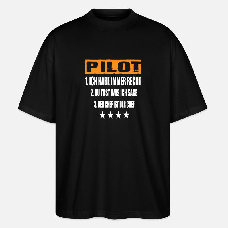 Pilot - Stanley/Stella Oversized Unisex Bio T-Shirt Blaster 2.0 - Schwarz