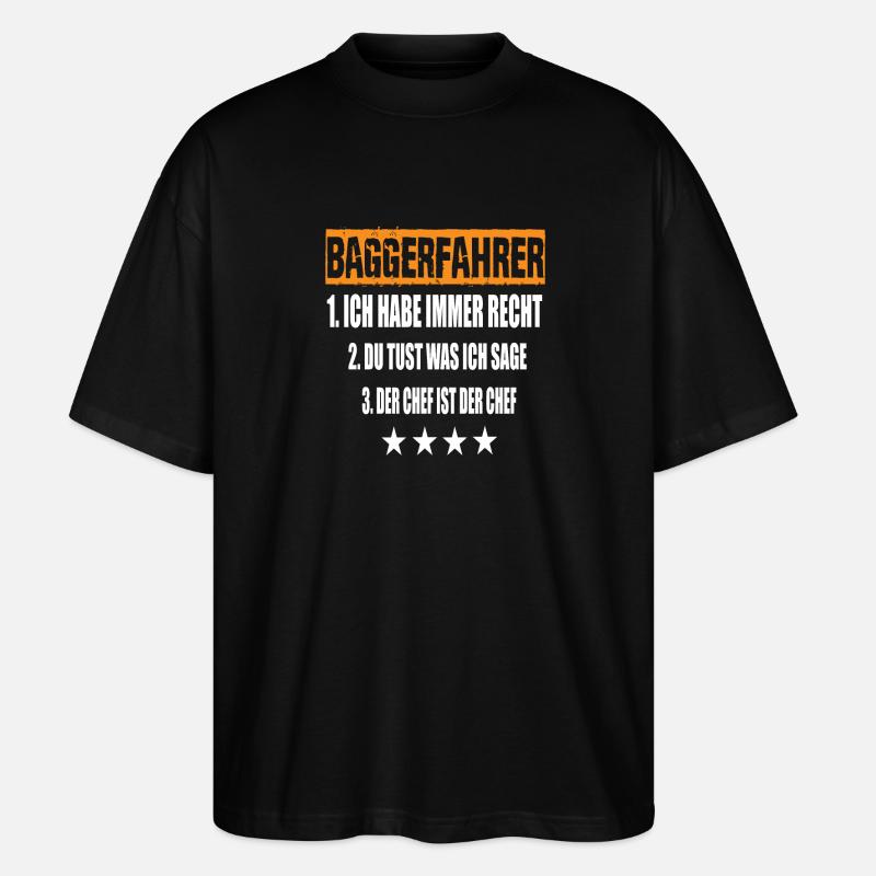 Excavator Operator - Stanley/Stella Oversized Unisex Organic T-shirt Blaster 2.0 - black