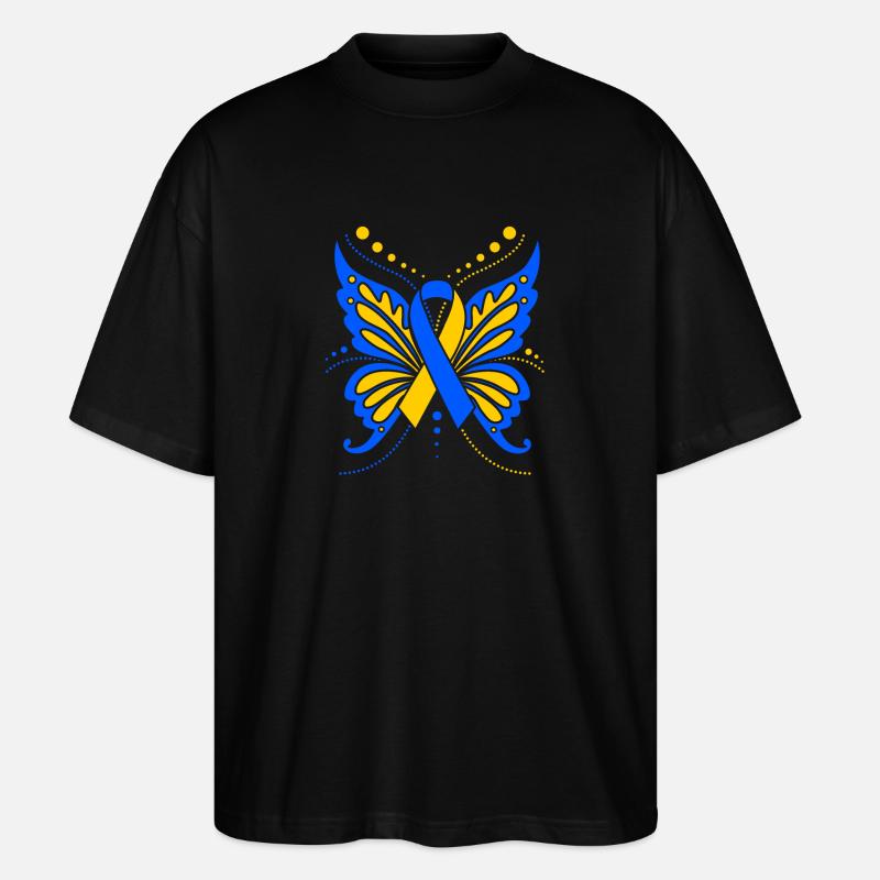 Papillon trisomique - T-shirt bio Blaster 2.0 coupe oversize Stanley/Stella Unisexe - noir
