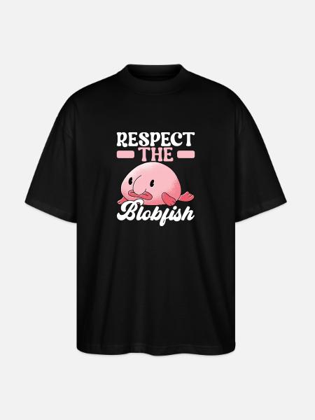 Cute Blob Fish Ugly Fish - Stanley/Stella Oversized Unisex Organic T-shirt Blaster 2.0 - black