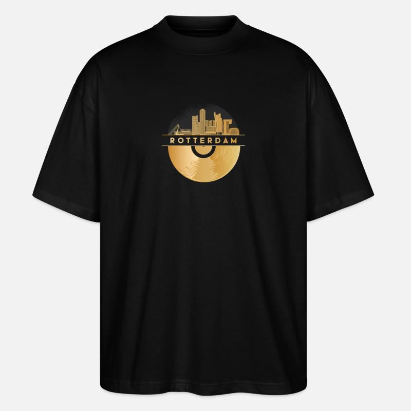 Disque Vinyle Skyline-Pays-Bas-Rotterdam - T-shirt bio Blaster 2.0 coupe oversize Stanley/Stella Unisexe - noir