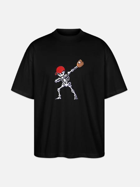 Baseball Skeleton Halloween - Stanley/Stella Oversized Unisex Organic T-shirt Blaster 2.0 - black