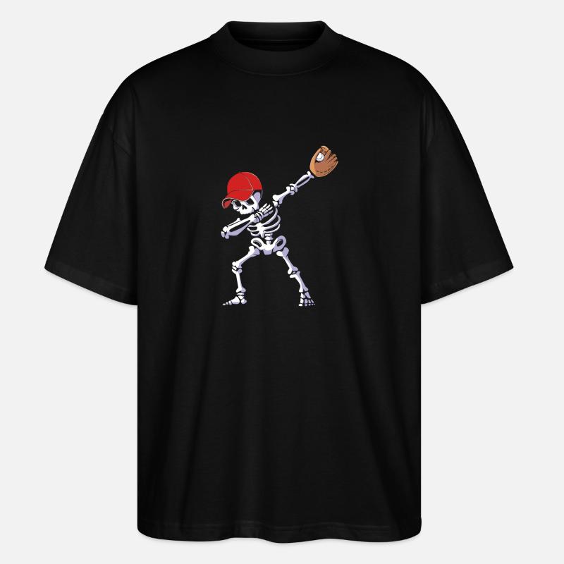 Baseball Skeleton Halloween - Stanley/Stella Oversized Unisex Organic T-shirt Blaster 2.0 - black