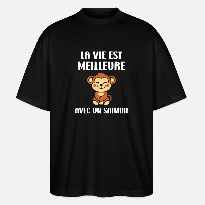 Singe Saïmiri - T-shirt bio Blaster 2.0 coupe oversize Stanley/Stella Unisexe - noir