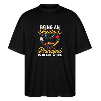 Deputy Principal - Stanley/Stella Oversized Unisex Organic T-shirt Blaster 2.0 - black - Front - Alina (178cm) & Michal (187cm)