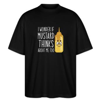 Senf Mustard - Stanley/Stella Oversized Unisex Bio T-Shirt Blaster 2.0 - Schwarz - Vorne - Alina (178cm) & Michal (187cm)