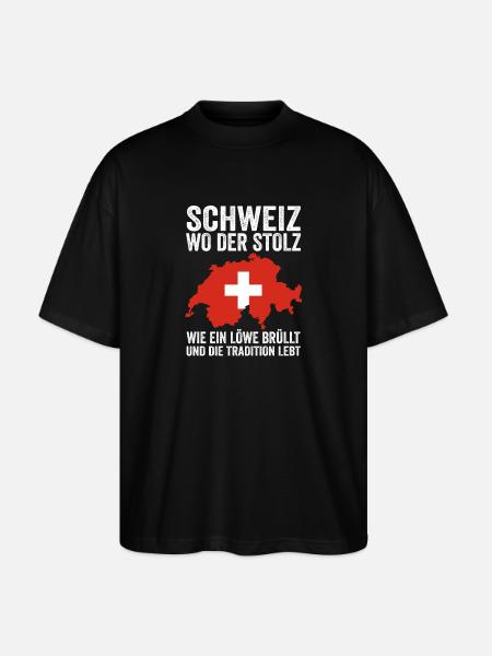 Schweizer Schweiz - Stanley/Stella Oversized Unisex Bio T-Shirt Blaster 2.0 - Schwarz