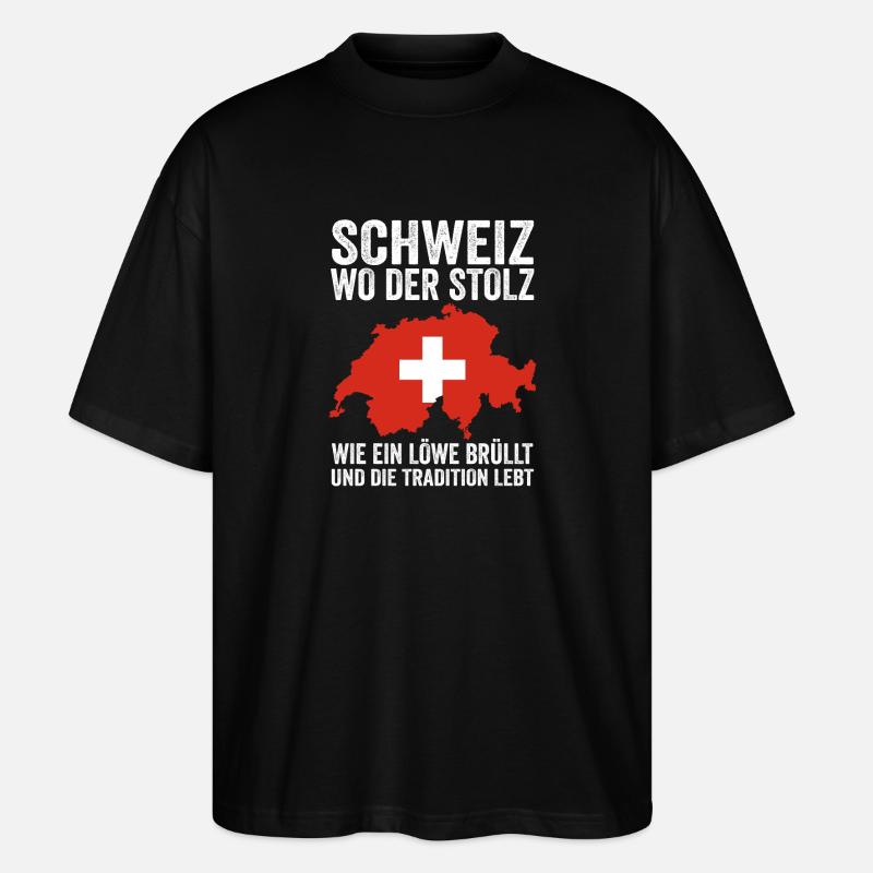 Schweizer Schweiz - Stanley/Stella Oversized Unisex Bio T-Shirt Blaster 2.0 - Schwarz
