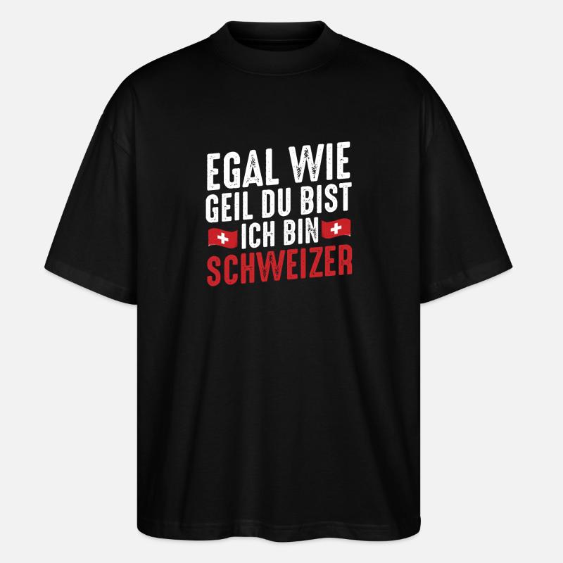 Schweizer Schweiz - Stanley/Stella Oversized Unisex Bio T-Shirt Blaster 2.0 - Schwarz