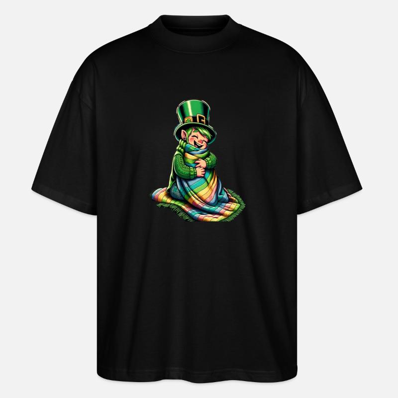 Gemütlicher Leprechaun (Irischer Kobold) - Stanley/Stella Oversized Unisex Bio T-Shirt Blaster 2.0 - Schwarz
