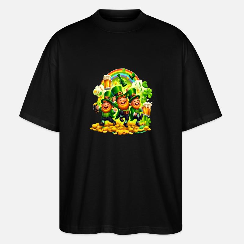 Rainbow Leprechaun (Irish Leprechaun) - Stanley/Stella Oversized Unisex Organic T-shirt Blaster 2.0 - black
