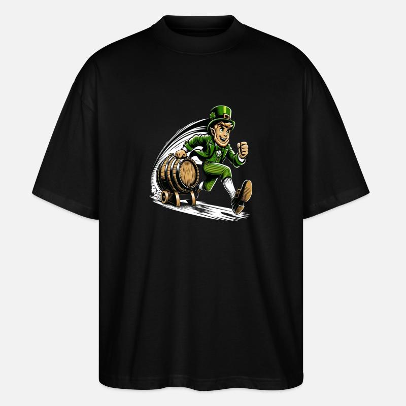 Running Leprechaun (Leprechaun irlandais) - T-shirt bio Blaster 2.0 coupe oversize Stanley/Stella Unisexe - noir