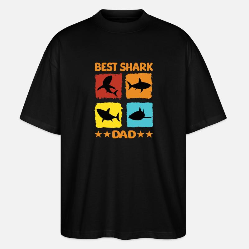 Meilleur papa requin - T-shirt bio Blaster 2.0 coupe oversize Stanley/Stella Unisexe - noir