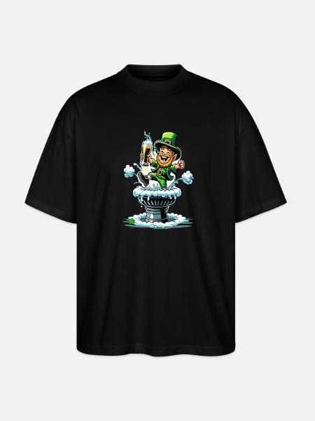 Leaping Leprechaun (Irish Leprechaun) - Stanley/Stella Oversized Unisex Organic T-shirt Blaster 2.0 - black