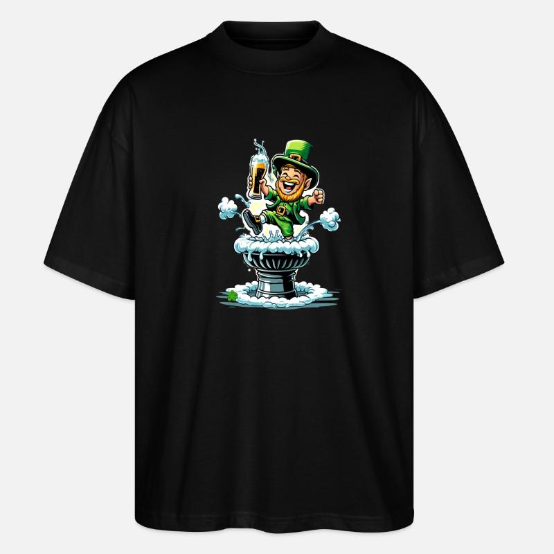 Leaping Leprechaun (Irish Leprechaun) - Stanley/Stella Oversized Unisex Organic T-shirt Blaster 2.0 - black