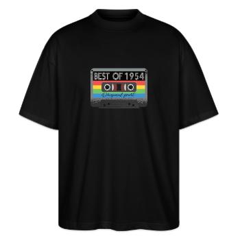 Best Of 1954 Vintage Kassette Retro Geburtstag - Stanley/Stella Oversized Unisex Bio T-Shirt Blaster 2.0 - Schwarz - Vorne - Alina (178cm) & Michal (187cm)