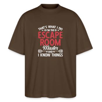 Escape Room - Stanley/Stella Oversized Unisex Organic T-shirt Blaster 2.0 - mocha - Front - Alina (178cm) & Michal (187cm)