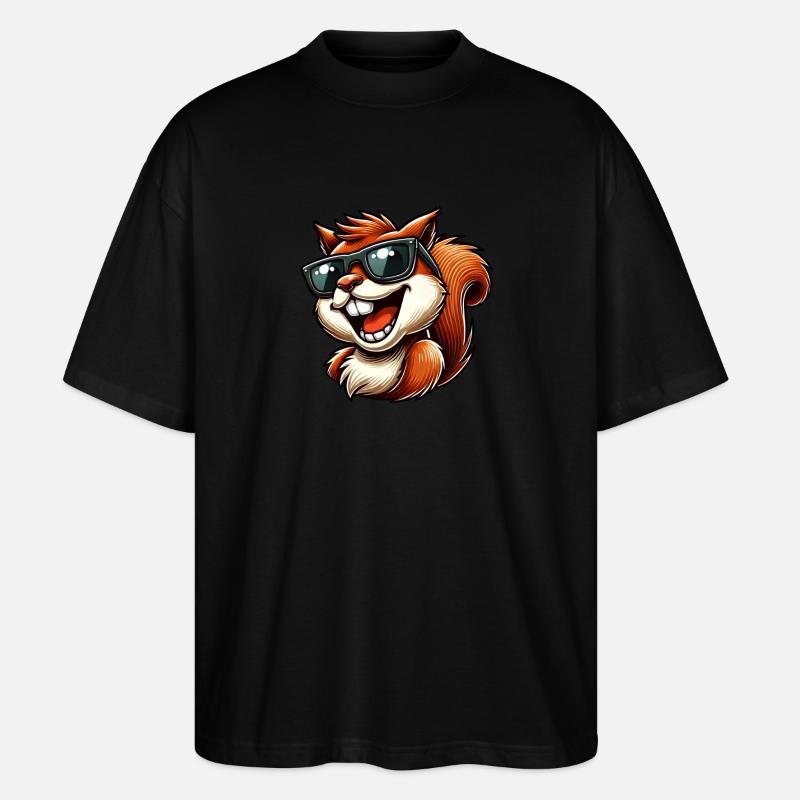 Cool squirrel with sunglasses laughing - Stanley/Stella Oversized Unisex Organic T-shirt Blaster 2.0 - black