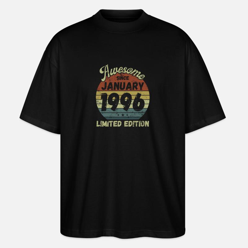 Génial depuis janvier 1996 - Anniversaire - T-shirt bio Blaster 2.0 coupe oversize Stanley/Stella Unisexe - noir