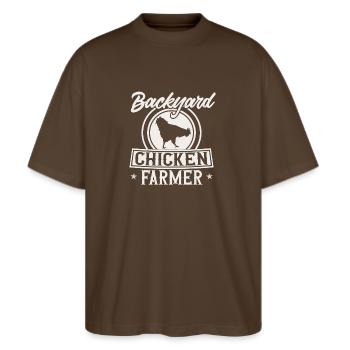 Poulet, Éleveur, Coq, Poule, Poulets de basse-cour, - T-shirt bio Blaster 2.0 coupe oversize Stanley/Stella Unisexe - marron foncé - Devant - Alina (178cm) & Michal (187cm)