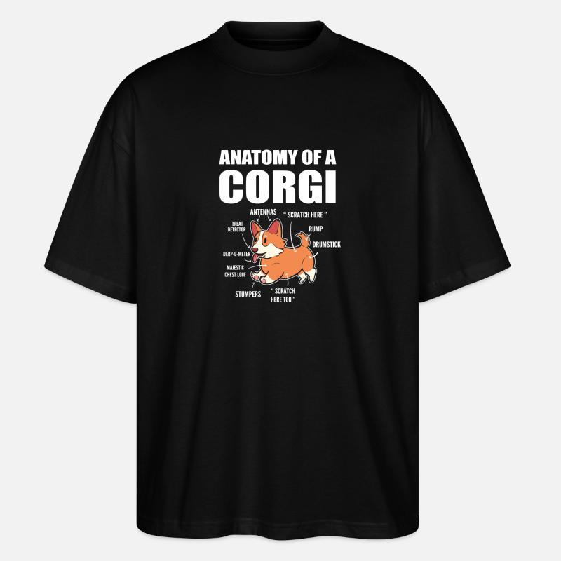 Corgi Anatomie - Stanley/Stella Oversized Unisex Bio T-Shirt Blaster 2.0 - Schwarz