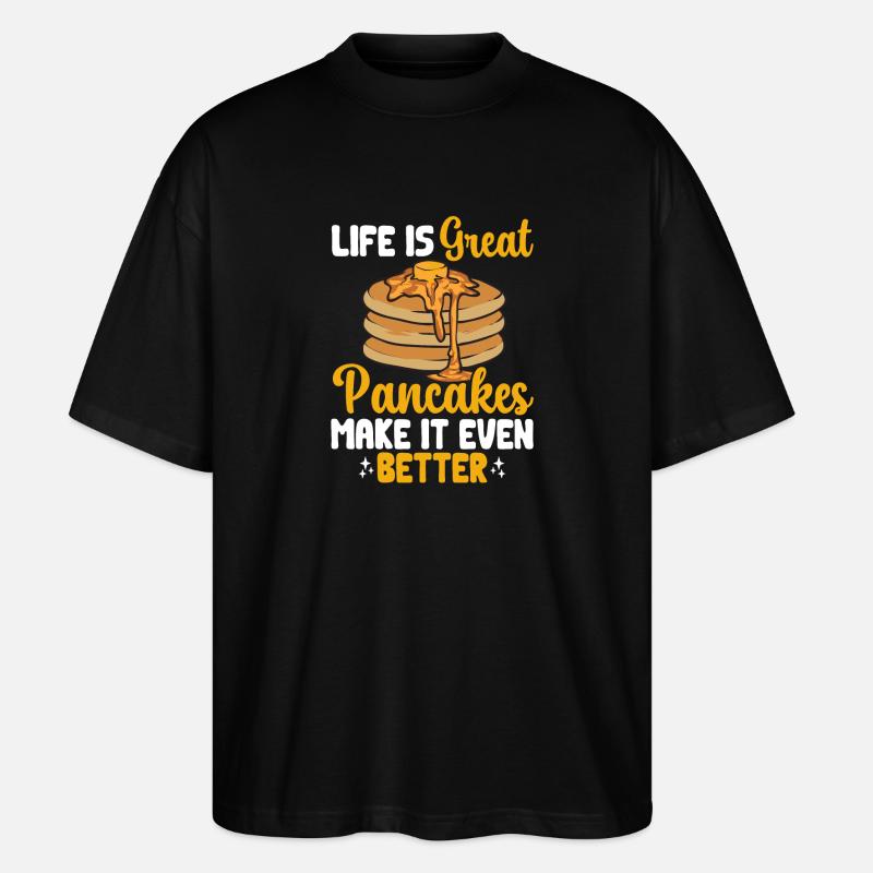 Pancake Frühstück Pfannkuchen - Stanley/Stella Oversized Unisex Bio T-Shirt Blaster 2.0 - Schwarz