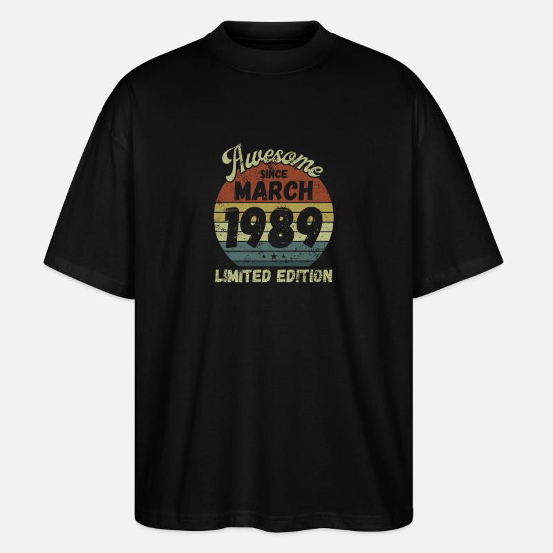 Génial depuis mars 1989 - Anniversaire - T-shirt bio Blaster 2.0 coupe oversize Stanley/Stella Unisexe - noir
