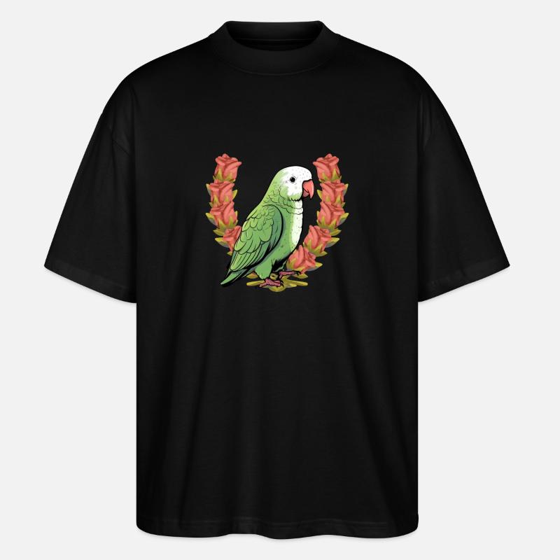Perroquets Perroquet Anniversaire Roses Oiseau - T-shirt bio Blaster 2.0 coupe oversize Stanley/Stella Unisexe - noir