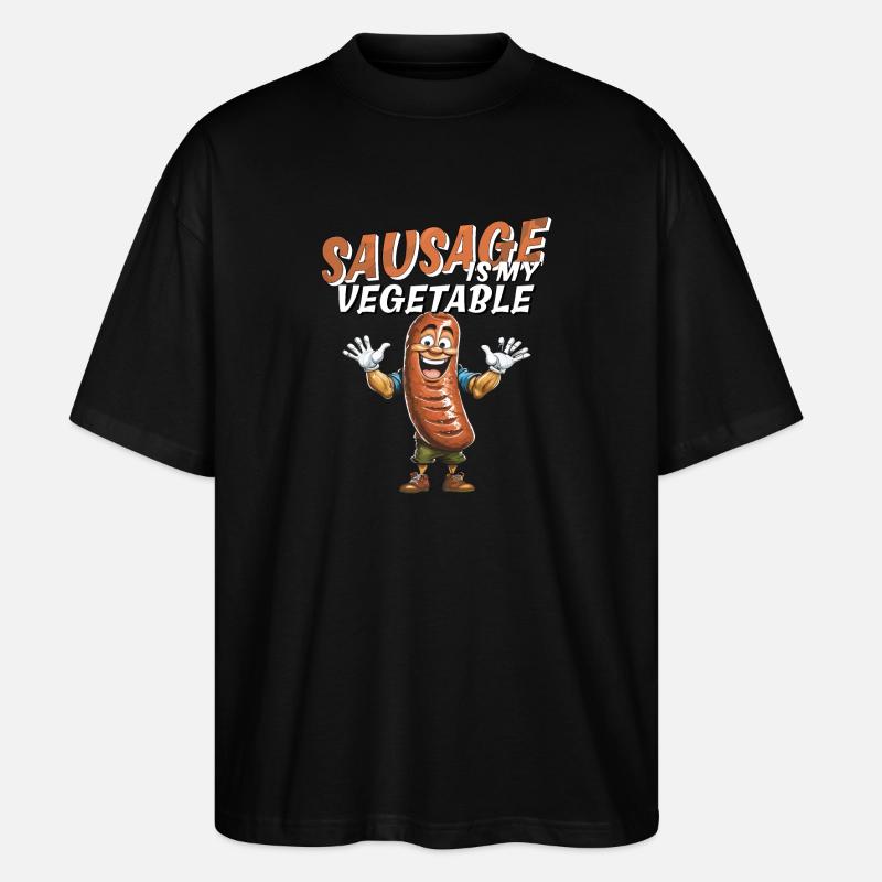 SAUSAGE IS MY VEGETABLE - Stanley/Stella Oversized Unisex Organic T-shirt Blaster 2.0 - black