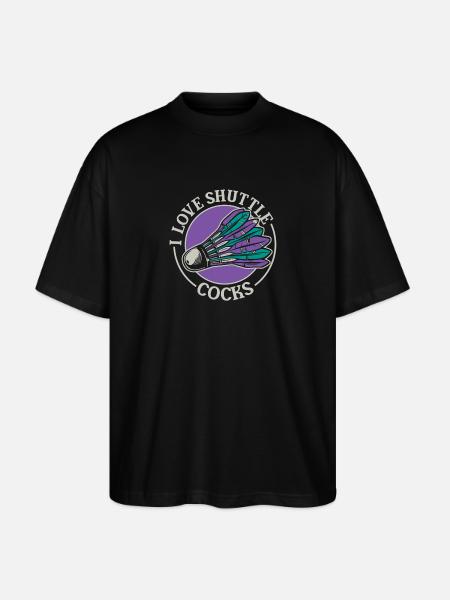 Uwielbiam lotki Badminton Fan Design - Ekologiczne Koszulka Oversize Unisex Stanley/Stella Blaster 2.0 - czarny