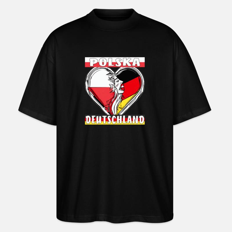 POLSKA DEUTSCHLAND HERZ - Stanley/Stella Oversized Unisex Bio T-Shirt Blaster 2.0 - Schwarz