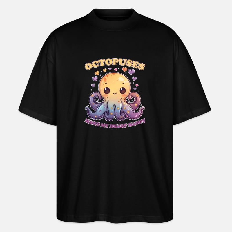 Funny Octopus Cephalopod Squid Gift - Stanley/Stella Oversized Unisex Organic T-shirt Blaster 2.0 - black