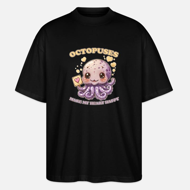 Funny Octopus Cephalopod Squid Gift - Stanley/Stella Oversized Unisex Organic T-shirt Blaster 2.0 - black