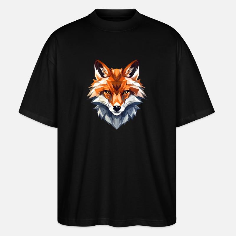 Fox Vector Face - Stanley/Stella Oversized Unisex Bio T-Shirt Blaster 2.0 - Schwarz