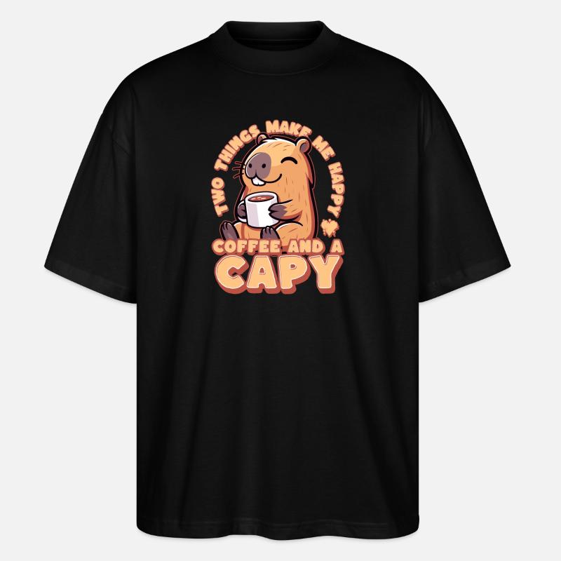 Kaffee Capybara - Coffeebara - Capyrista - Capycin - Stanley/Stella Oversized Unisex Bio T-Shirt Blaster 2.0 - Schwarz