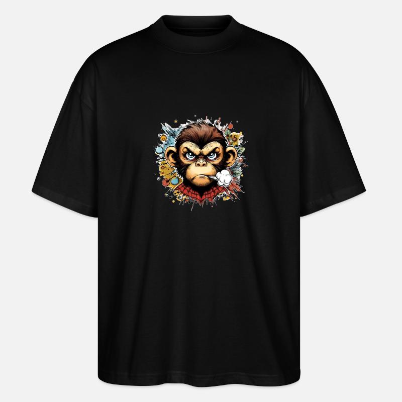 Affe angry schimpanse cartoon - Stanley/Stella Oversized Unisex Bio T-Shirt Blaster 2.0 - Schwarz