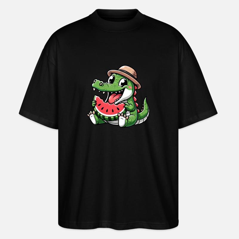 Crocodile Melon Pastèque Fruit Fruité - T-shirt bio Blaster 2.0 coupe oversize Stanley/Stella Unisexe - noir