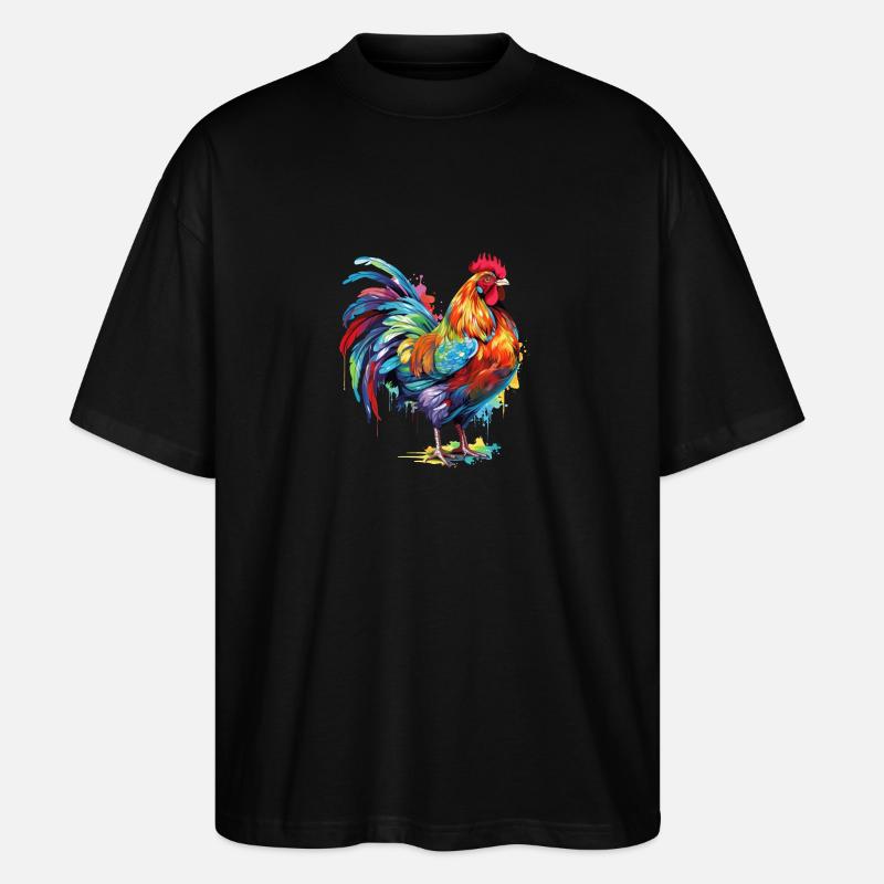 huhn bunt - Stanley/Stella Oversized Unisex Bio T-Shirt Blaster 2.0 - Schwarz