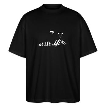 Paragliding - Gleitschirmfliegen - Evolution - Stanley/Stella Oversized Unisex Bio T-Shirt Blaster 2.0 - Schwarz - Vorne - Alina (178cm) & Michal (187cm)