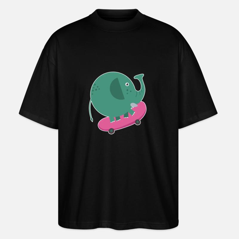 Skater Elefant - Stanley/Stella Oversized Unisex Bio T-Shirt Blaster 2.0 - Schwarz
