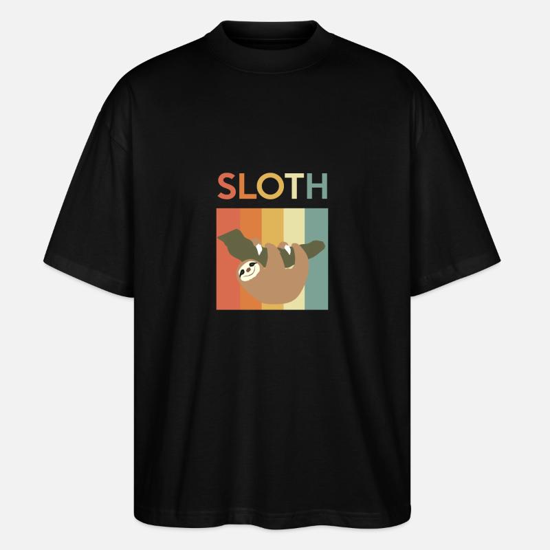 Faultier - Bunt - relaxen - chillen - Geschenk - Stanley/Stella Oversized Unisex Bio T-Shirt Blaster 2.0 - Schwarz