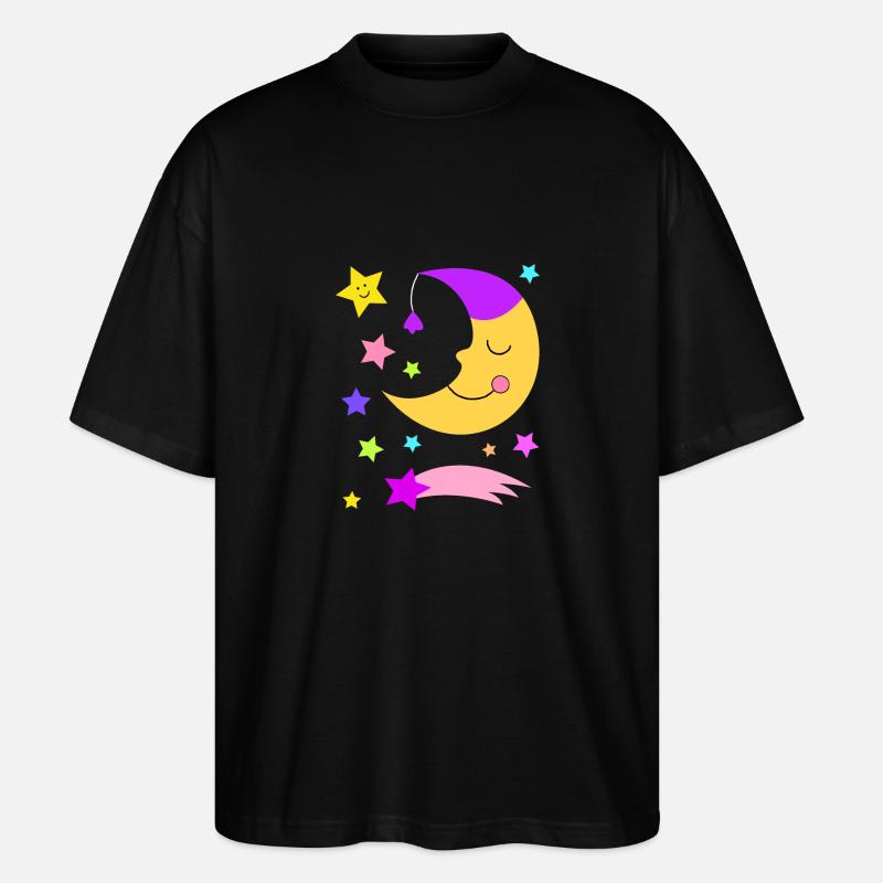 Mond, Sterne und Sternschnuppe - Stanley/Stella Oversized Unisex Bio T-Shirt Blaster 2.0 - Schwarz