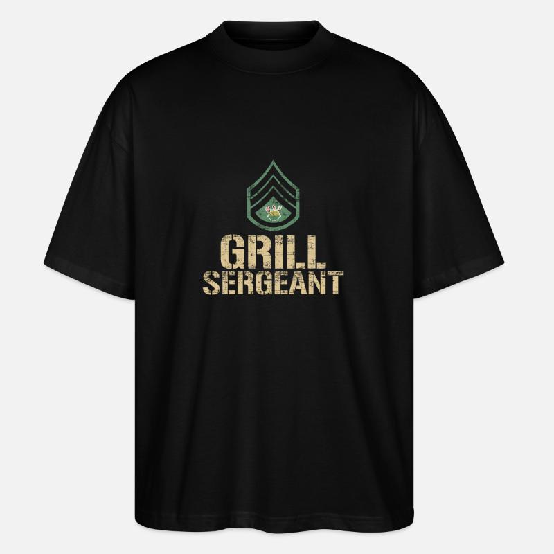 Lustiger Grill-Sergeant Grill Barbeque - Stanley/Stella Oversized Unisex Bio T-Shirt Blaster 2.0 - Schwarz